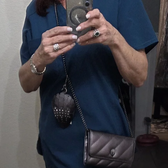 Kurt Geiger Gunmetal Metallic Crossbody/wallet NWT. With Eagle Head Change Pouch - Picture 12 of 12